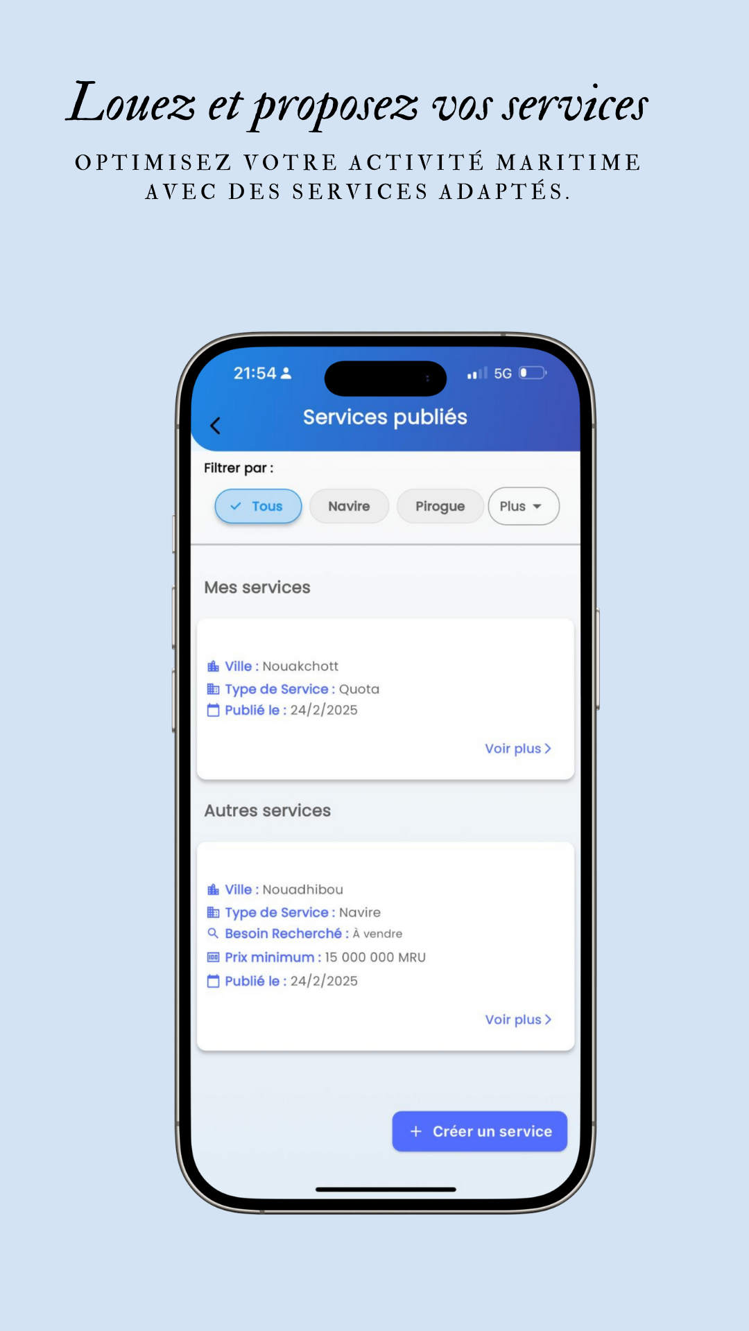 Services maritimes professionnels